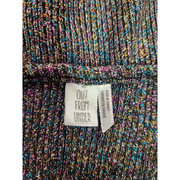 Out From Under UO Black Rainbow Sparkle Glitter V-neck Halter Top Bodysuit S - Picture 13 of 14